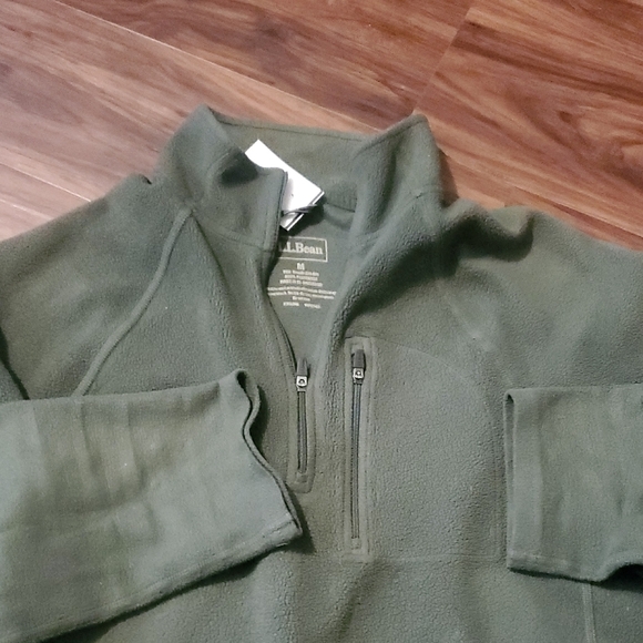 L.L. Bean Men's Olive Zip-Up Sweater - Picture 3 of 4